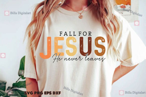 Comfort Colors® Fall for Jesus He Never T-Shirt Designs