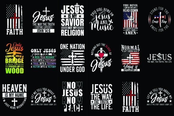 Funny Jesus T-Shirt Designs Bundle