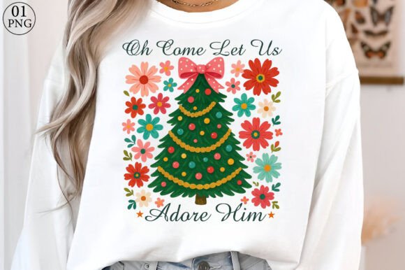 Jesus Colorful Coquette Christmas PNG for T-Shirt Designs