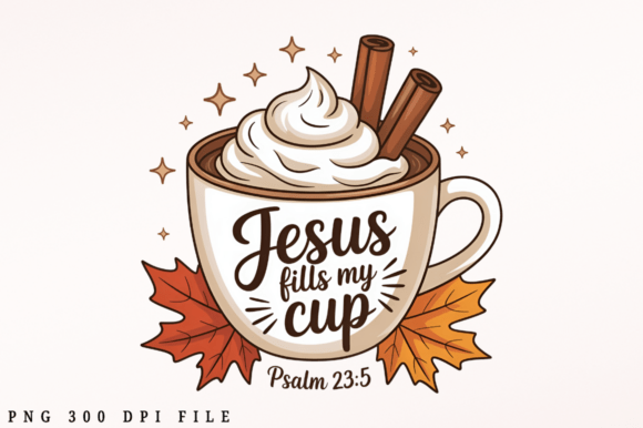 Jesus Fills My Cup Autumn Christian PNG