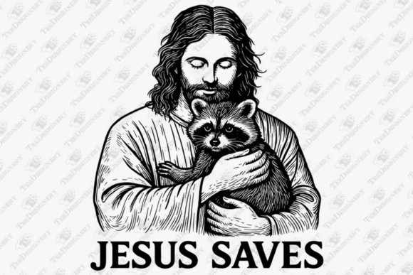 Jesus Saves Raccoon T-Shirt Designs