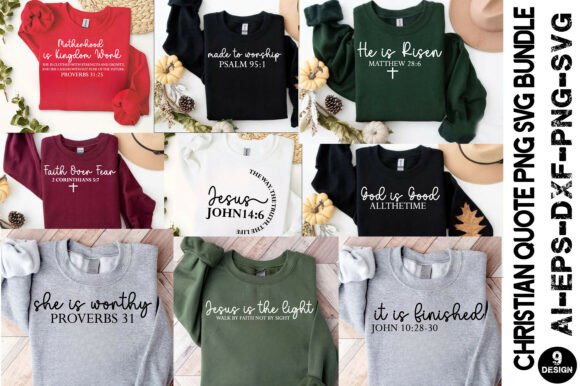 Minimal Christian Quote PNG Bundle: T-Shirt Designs