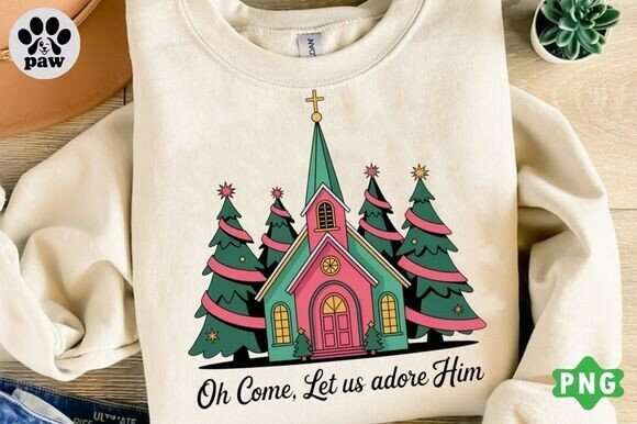 Oh Come Let Us Adore Him PNG: Pink Jesus T-Shirt Designs
