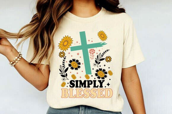 Simply Blessed PNG: Christian T-Shirt Designs