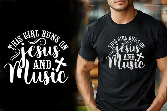 THIS GIRL RUNS on JESUS and MUSIC T-Shirt Designs